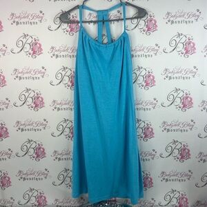 Balance outdoor Collection dress built in bra strappy Turquoise Halter Dress